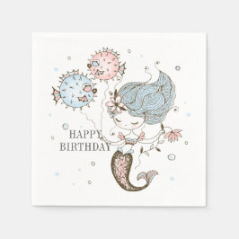 Mermaid Happy Birthday Serviette
