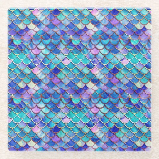 Mermaid Hartglas Glasuntersetzer (Vorderseite)