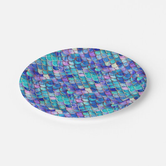 Mermaid Hartglas Pappteller (Schrägansicht)