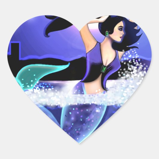 Mermaid Heart Sticker (Vorderseite)