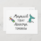 Mermaid heute Unicorn Tomorrow Postkarte (Vorne/Hinten)