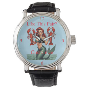 Mermaid Holding Lobsters Thunder_Cove Armbanduhr