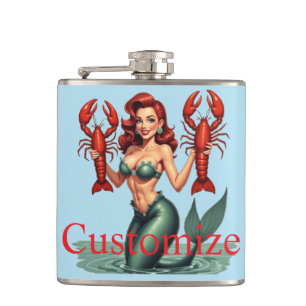 Mermaid Holding Lobsters Thunder_Cove Flachmann