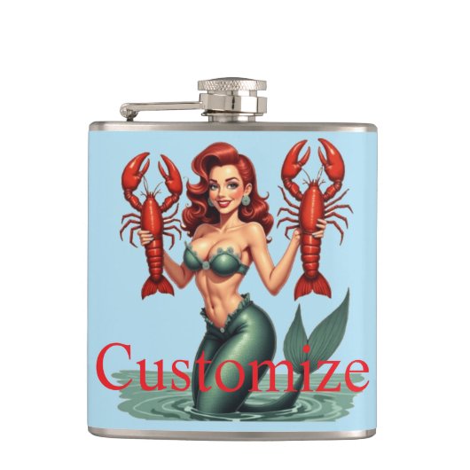 Mermaid Holding Lobsters Thunder_Cove Flachmann (Vorderseite)