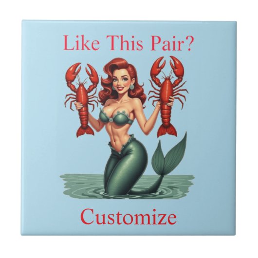 Mermaid Holding Lobsters Thunder_Cove Fliese (Vorderseite)