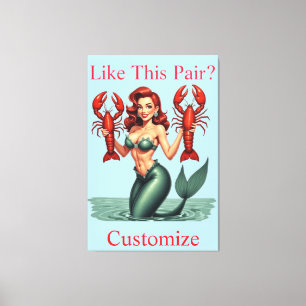 Mermaid Holding Lobsters Thunder_Cove Leinwanddruck
