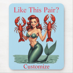 Mermaid Holding Lobsters Thunder_Cove Mousepad