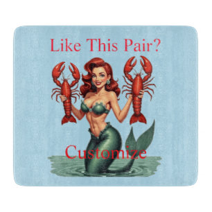 Mermaid Holding Lobsters Thunder_Cove Schneidebrett