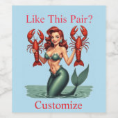 Mermaid Holding Lobsters Thunder_Cove Weinetikett (Einzelnes Label)