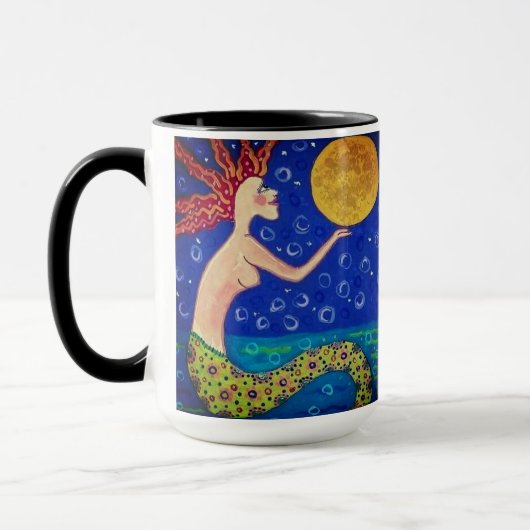 Mermaid Holding Moon Mug Tasse (Links)
