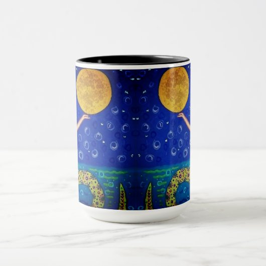 Mermaid Holding Moon Mug Tasse (Zentrum)