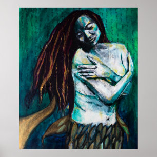 Mermaid Holding sich selbst tendierend Poster