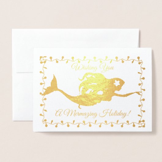 Mermaid Holiday Card Folienkarte (Vorderseite mit Umschlag)