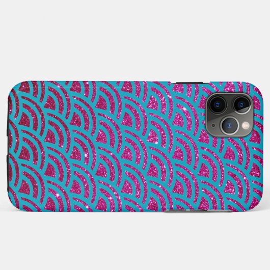 Mermaid Hot Pink Faux Glitter Ombre Case-Mate iPhone Hülle (Rückseite (Horizontal))