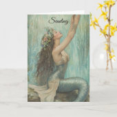 Mermaid Hugs Geburtstags Grußkarte Karte (Gelbe Blume)