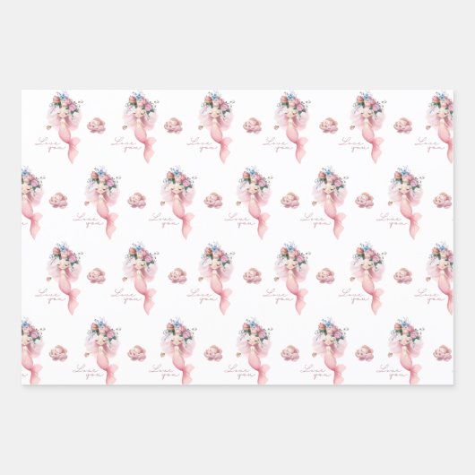 Mermaid I Liebe You Wrapping Paper Set Geschenkpapier Set (Vorderseite 3)