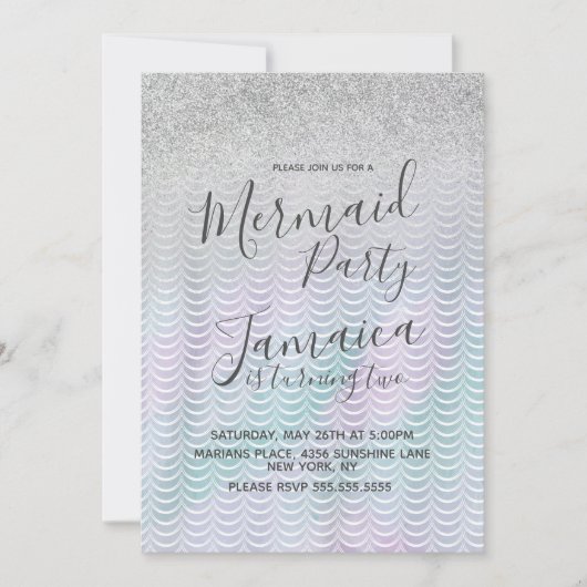 Mermaid Imitate Glitzer Scales Geburtstagspartei Einladung (Vorderseite)