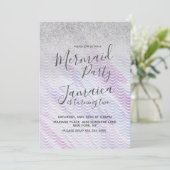 Mermaid Imitate Glitzer Scales Lila Geburtstag Einladung (Stehend Vorderseite)