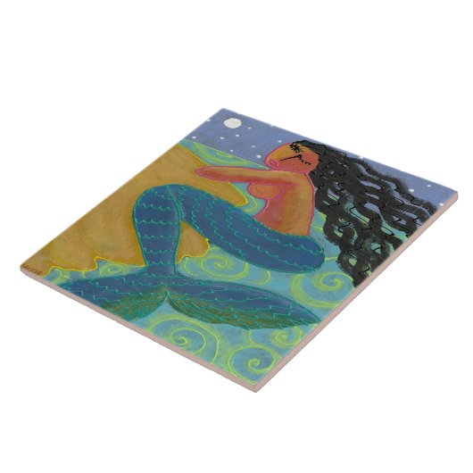 Mermaid in der Abstrakten Malerei des Mondes Fliese (Seite)