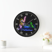 Mermaid in Neon Große Wanduhr (Zuhause)