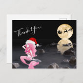 Mermaid in Pink und Weihnachtsmannmütze Vollmond V Postkarte (Vorne/Hinten)