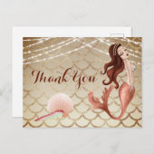 Mermaid in Rose Gold mit Seashells Vielen Dank Postkarte (Vorne/Hinten)