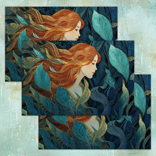 MERMAID IN SEE KELP GARDEN DECOUPAGE TISSUPAPIER SEIDENPAPIER