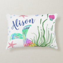 Mermaid Individuelle Name Accent Pillow