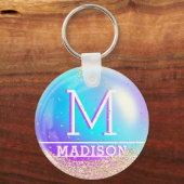 Mermaid Individuelle Name Bubble Personalisiert Schlüsselanhänger (Vorderseite)
