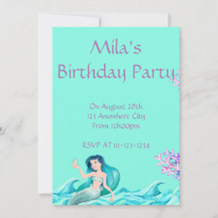 MERMAID INVITATIONS, GEBURTSTAGLICHE EINLADUNGEN