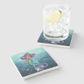 Mermaid Iole Steinuntersetzer (Seitenansicht)