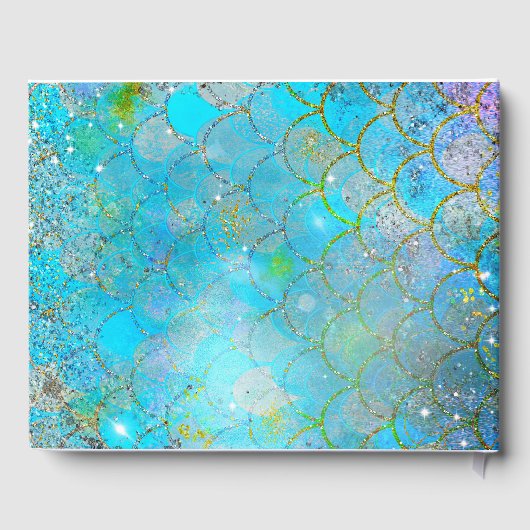 Mermaid Iridescent Pearl Shimmer Glitzer Sparkle Gästebuch (Rückseite)