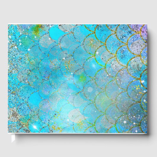 Mermaid Iridescent Pearl Shimmer Glitzer Sparkle Gästebuch (Vorderseite)
