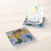 Mermaid Island Glass Untersetzer (Schrägansicht)