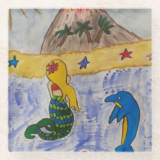 Mermaid Island Glass Untersetzer (Vorderseite)