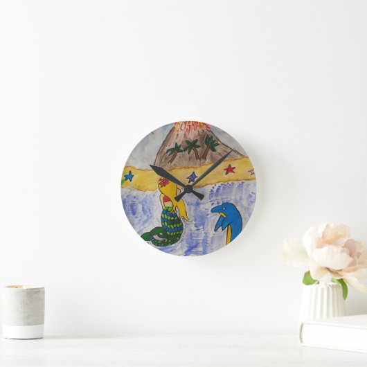 Mermaid Island Round Clock Runde Wanduhr (Zuhause)
