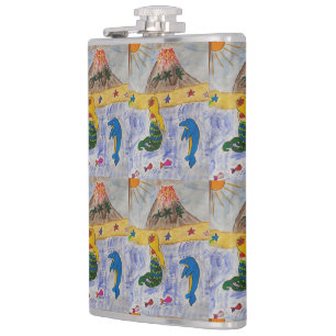 Mermaid Island Vinyl Wrapped Flask Flachmann