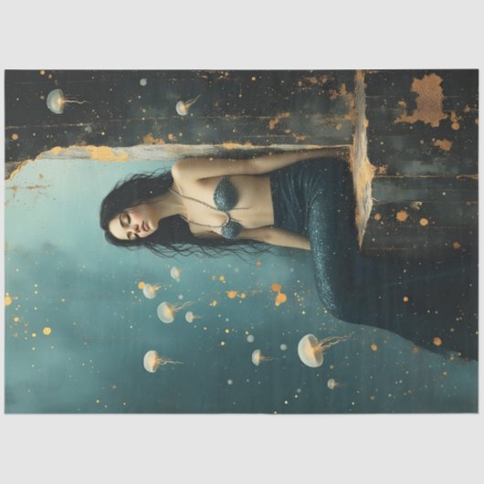 Mermaid Jellyfish Ocean Fantasy Poster Seidenpapier (Vorderseite)
