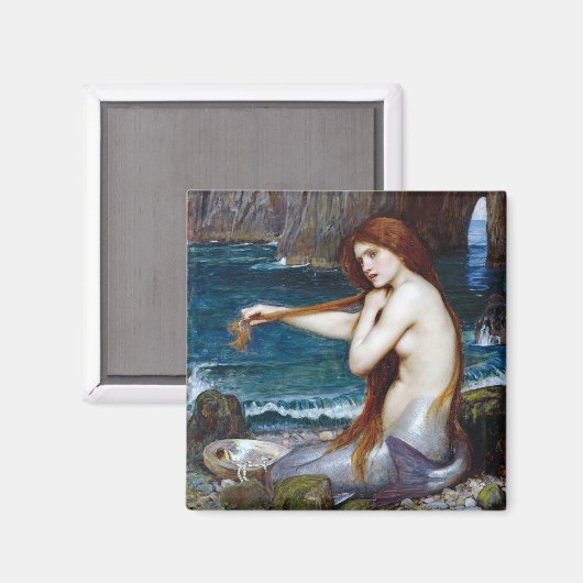Mermaid, John William Waterhouse Magnet (Vorderseite/Rückseite)