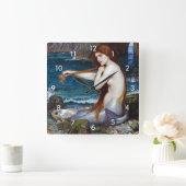 Mermaid, John William Waterhouse Quadratische Wanduhr (Zuhause)