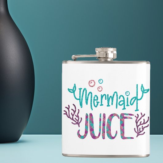 Mermaid Juice Glitzer Handwriting Funny Flachmann