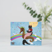 Mermaid Katze auf der Rainbow Postkarte (Stehend Vorderseite)