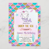 Mermaid Katzengeburt Einladung (Vorne/Hinten)