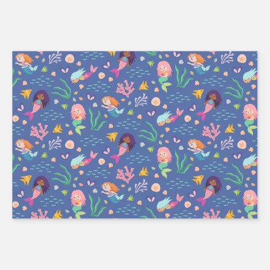Mermaid Kelp Wrapping Paper Geschenkpapier Set (Vorderseite)