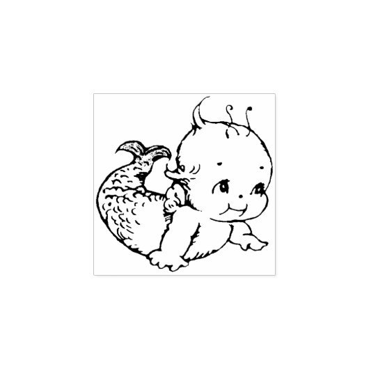Mermaid Kewpie Briefmarke Gummistempel (Prägung)