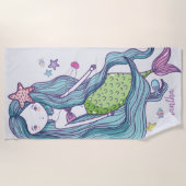 Mermaid Kids Personalisiert Strandtuch (Vorderseite)