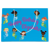 Mermaid Kindergeburtstag Pool Party Große Geschenktüte (Vorderseite)