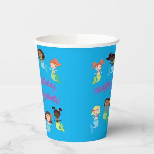 Mermaid Kindergeburtstag Pool Party Pappbecher (Links)