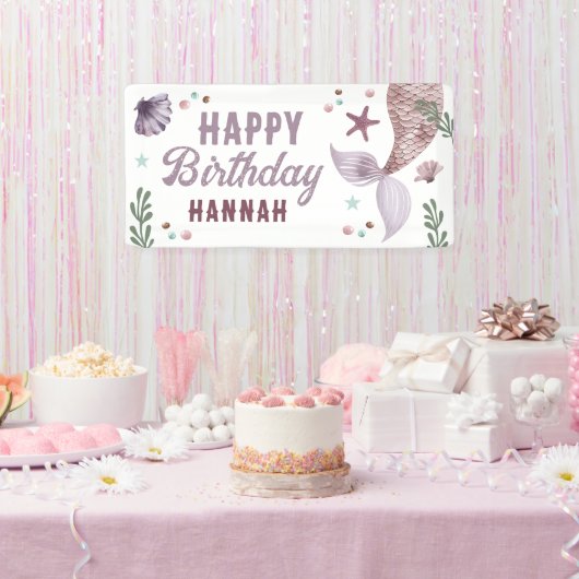 Mermaid Kindergeburtstag Sea Lila Banner (Party)