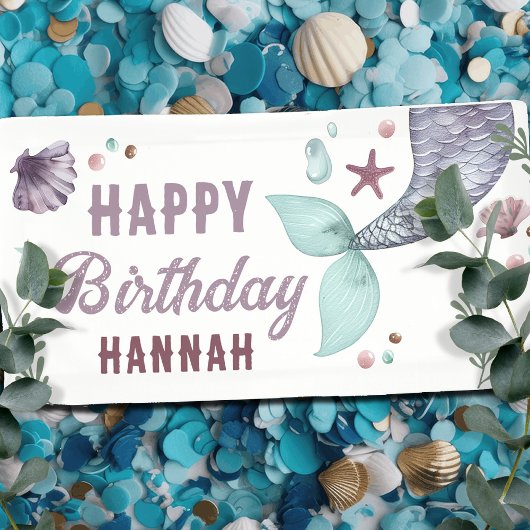 Mermaid Kindergeburtstag Sea Lila Banner
